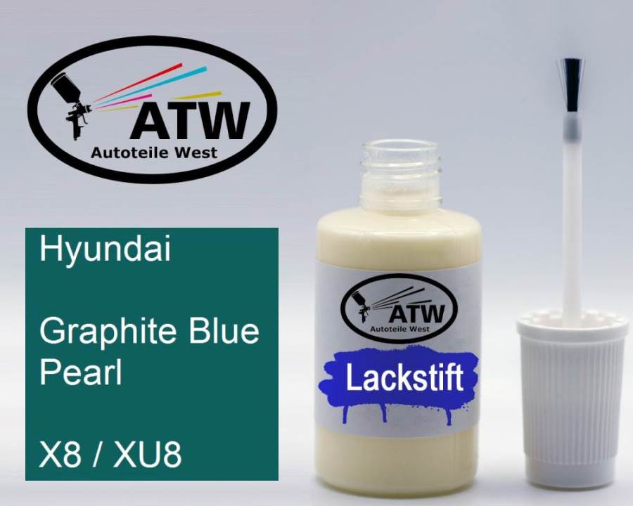 Hyundai, Graphite Blue Pearl, X8 / XU8: 20ml Lackstift, von ATW Autoteile West.